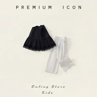 Korean Summer Kids Girls 2PCS Clothes Set Cotton Black Lace Baby Girl Vest Tops Suit Loose Striped Straight Pant Kid Girl Outfit Good Vibrations