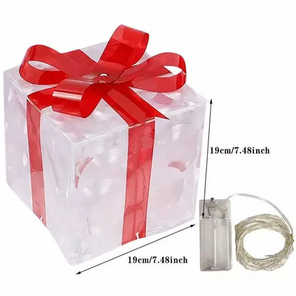 Christmas Glowing Gifts Box Decoration Ornament With Bow Lighting Box Outdoor Light Lighting Xmas New Year 2024 Home Yard Decor Good Vibrations