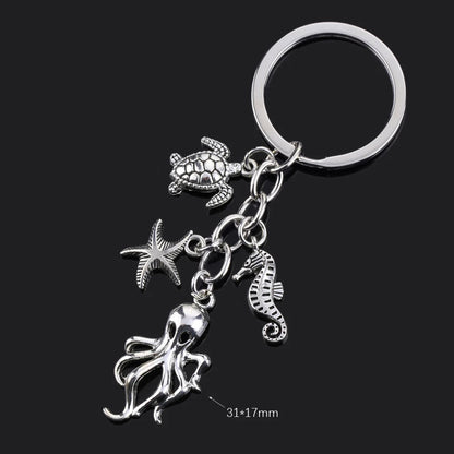 Fashion Animal Women Keychain Car Moon Cat Dog Love Heart Key Chain Friends Gift Jewelry Bag Pendant Wing Evil Eye Angel Turtles Good Vibrations