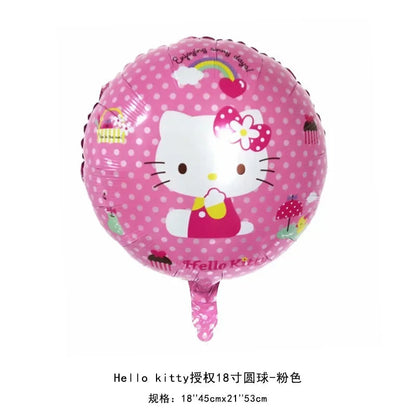 Hello Kitty Theme Girls Birthday Party Disposable Tableware Paper Cup Plate Balloon Kids Favors KT Balloon Party Decor Supplies Good Vibrations