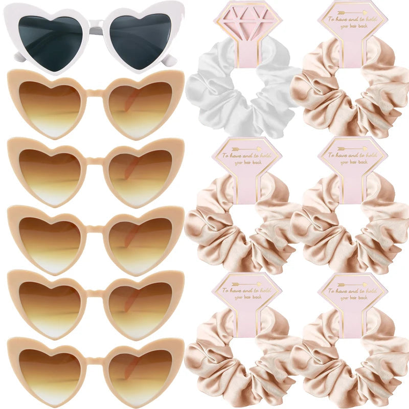 Bridesmaid Satin Scrunchies Bachelorette Hair Ties Sunglasses Set Bridesmaid Gifts Wedding Bridal Shower Favors Proposal Gifts Good Vibrations