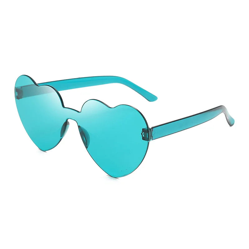 Color Transparent Sunglasses Women Heart Shaped Sun Glasses Fashion Travel Outdoor UV400 Shades Party Eyewear Goggle Men Gifts Good Vibrations
