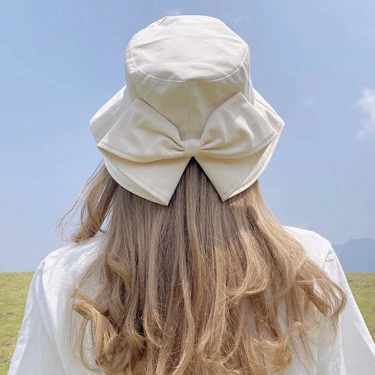 Women's hat, big brim hat, women's summer fisherman's hat, casual sun protection bow, versatile sun hat Good Vibrations