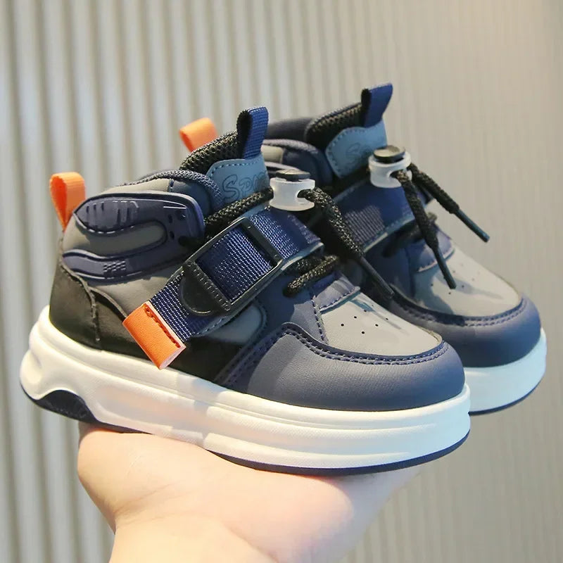 Kid Sneakers 2025 Spring Autumn Boys Causal High Top Sneakers Girls School Versatile Children's Chunky Basketball Shoes Non-slip Good Vibrations