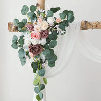 Yannew Burnt Orange Rustic Wedding Arch Flowers White Swag Drape Kit for Wedding Ceremony Reception Backdrop Floral Decoration Good Vibrations