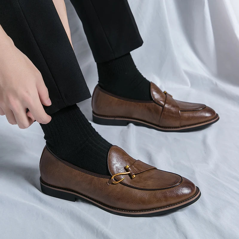 Black Loafers for Men Fashion Stone Pattern Men's Formal Monk Shoes Business Handmade Leather Men's Social Shoes Driving Shoes Good Vibrations
