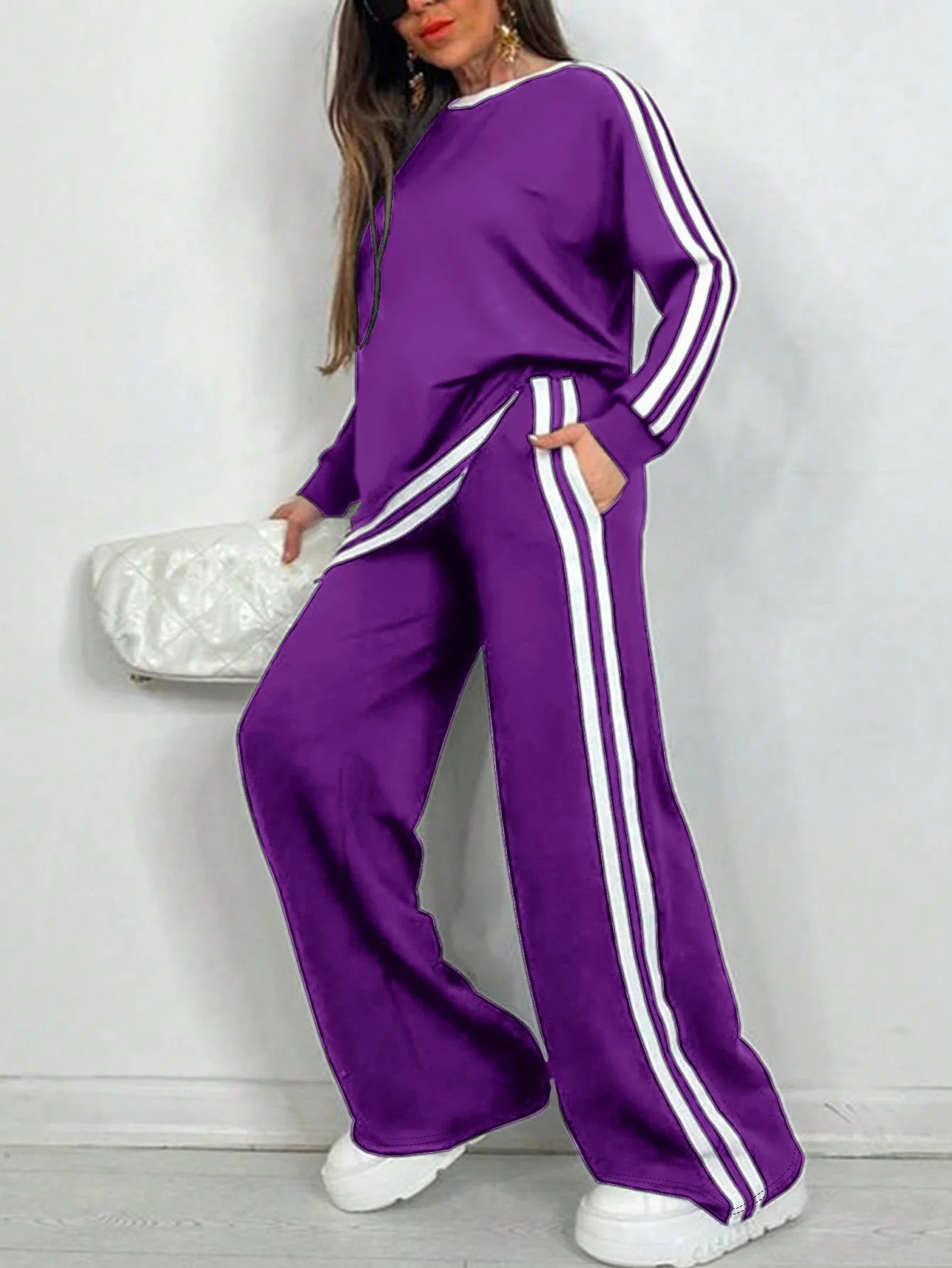 2025 Women's Sweat Suit Spring Autumn New Leisure Clothing Fashion Elegant Tops T-shirt Pants 2 Two Piece Set For Women Good Vibrations