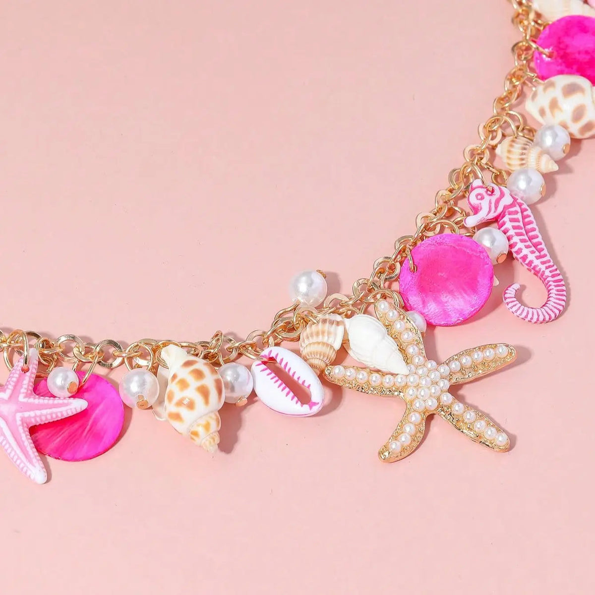 1 Vacation Style Ocean Series Shell Starfish   ImitationPearl Necklace Women's Vacation Leisure Party Exaggerated Shell Necklac Good Vibrations