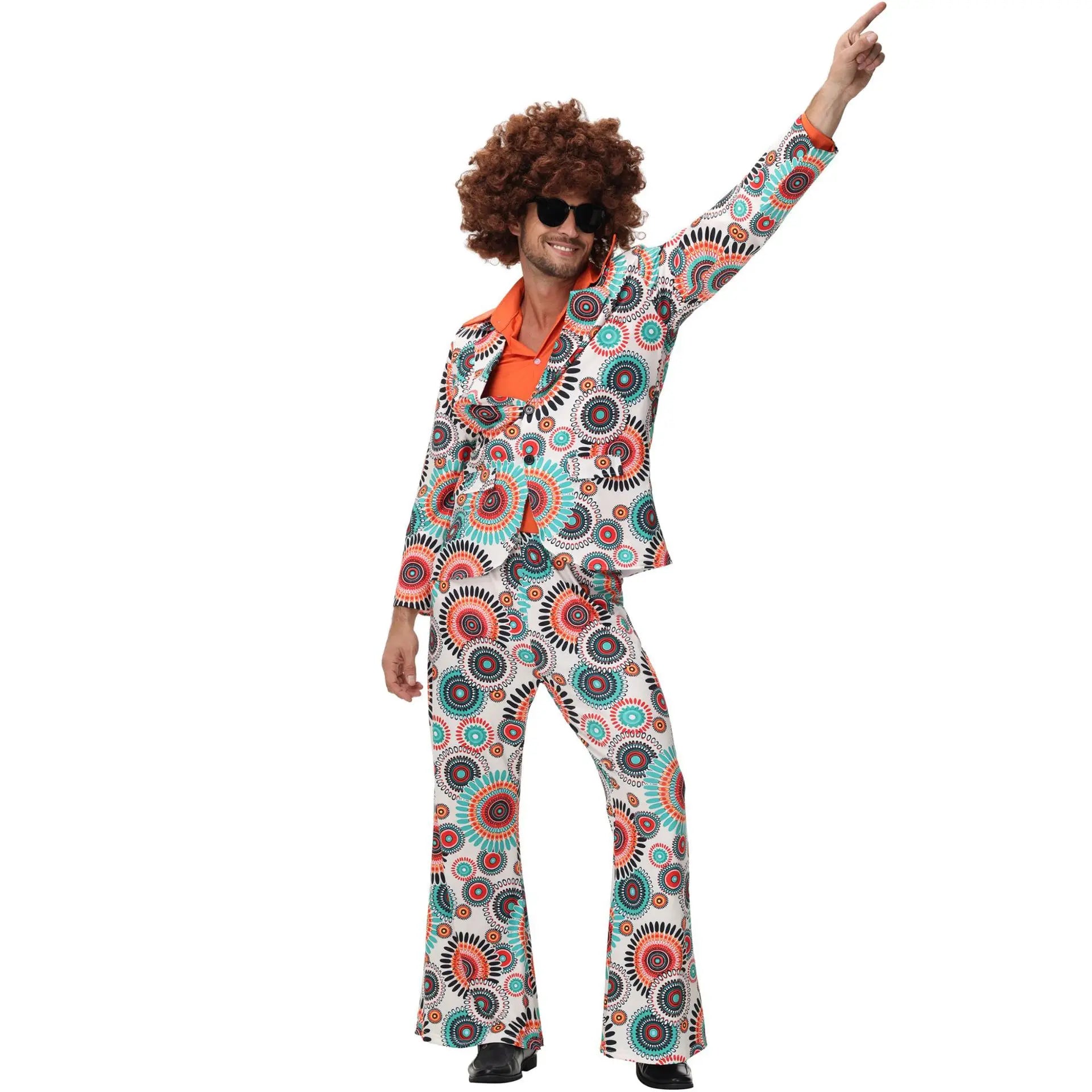 Cosplay Retro 70s 80s Hippie Costume Men Women Party Disco Couples Hippie Costumes Disco Rock Hip-Hop Performance Purim Dress Up Good Vibrations