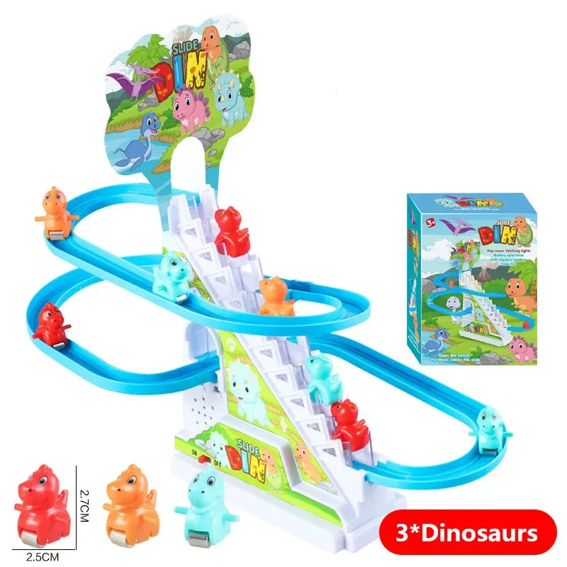 Electric Small Ducks Climbing Toys DIY Ducks Chasing Race Track Game Set with Lights & Music Roller Coaster Toy for Kids Gift Good Vibrations