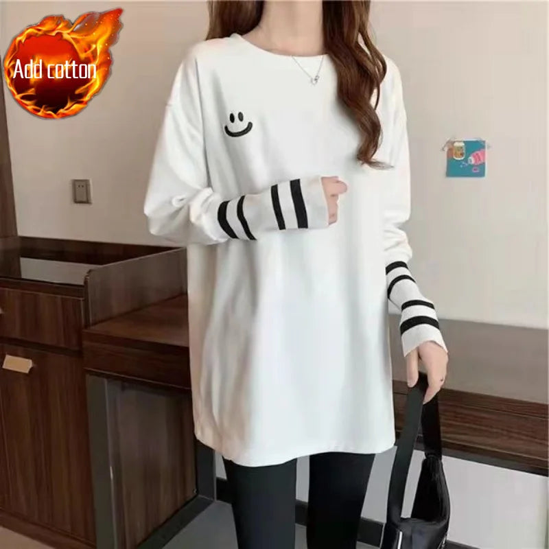 T Shirts Female Long Sleeve Clothes Autumn Tees Spring Top for Women Harajuku Original Causal Luxury Vintage Causal O Pulovers Y Good Vibrations