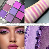 Luxurious Purple Eyeshadow Palette 9 Color Matte and Shimmering violet Eye Makeup for Creating Smoky or Natural Looks Cosmetic Good Vibrations