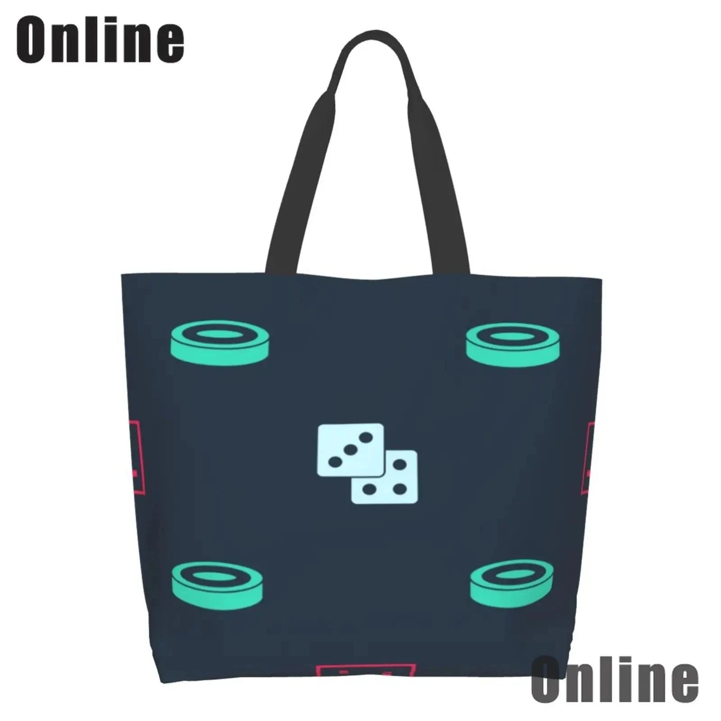 I Love Bingo Game Funny Handbags Shoulder Bags Casual Shopping Girls Tote Bag for Women Folding Reusable Shopping Bags Good Vibrations