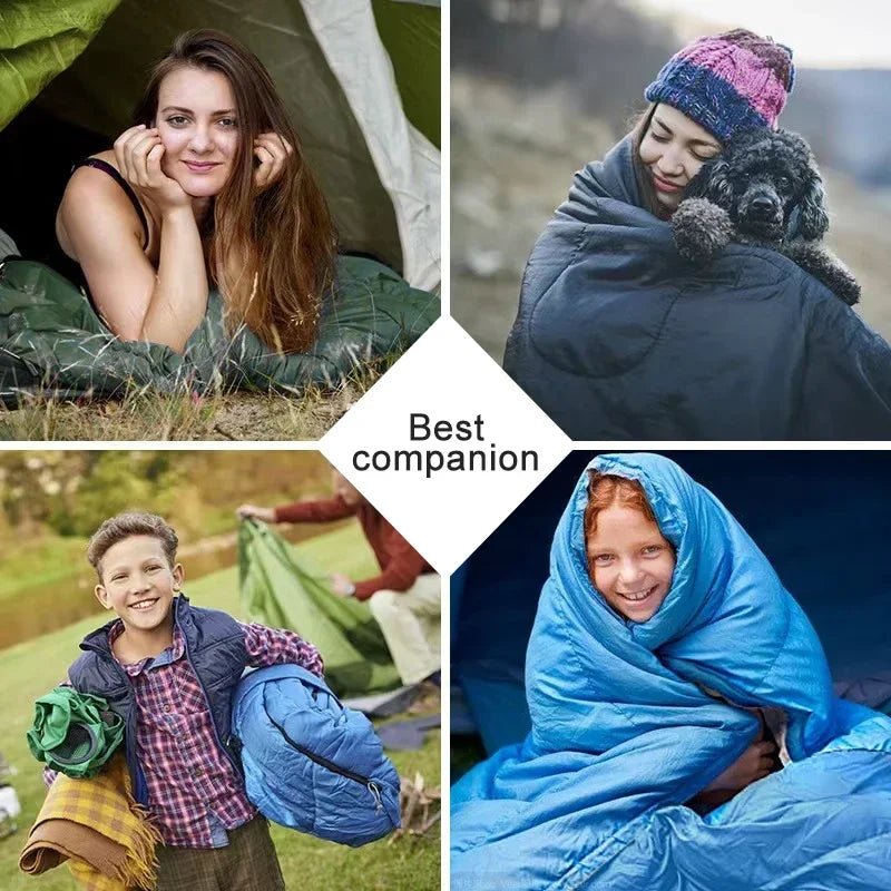 Camping Sleeping Bag Ultralight Waterproof 4 Season Warm Envelope Backpacking Sleeping Bags for Outdoor Traveling Hiking Good Vibrations