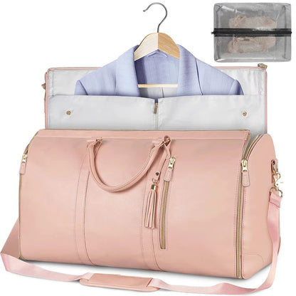 PU Folding Suit Storage Bag Large Capacity Travel Duffle Bag Women's Handbag Waterproof Totes Gym Bag Outdoor Fitness Bag Good Vibrations