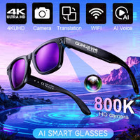 Smart Glasses HD Recording Videos AI Photo Recognition Answer Translation 290mAh Large Battery IP67 Waterproof Bluetooth Glasses Good Vibrations