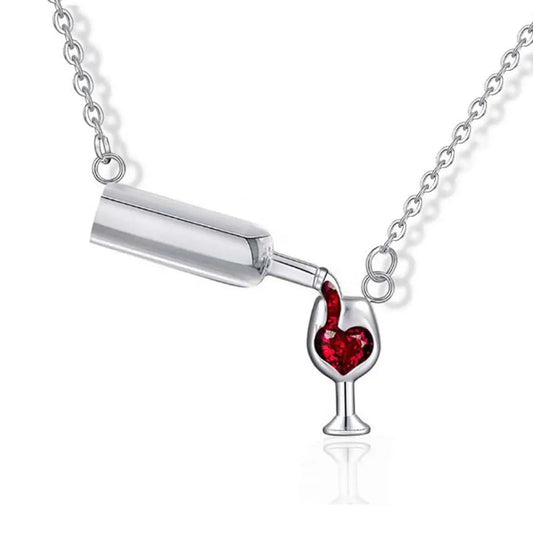 Party Romantic Wineglass Alloy Gift For Women Love Heart Glass Bottle Jewelry Necklace Choker Pendant Good Vibrations Adult Super Store