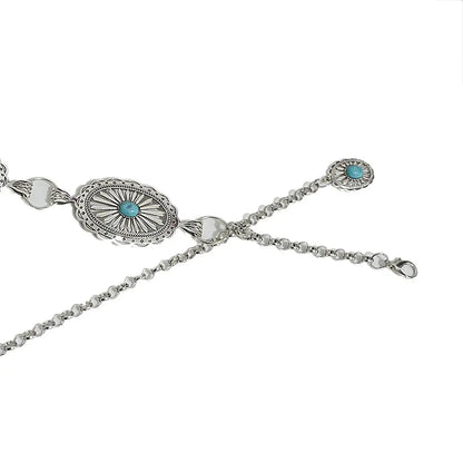 Retro New Women's Belt Casual Retro Oval Texture Buckle Decoration Metal Chain Waist Chain Good Vibrations