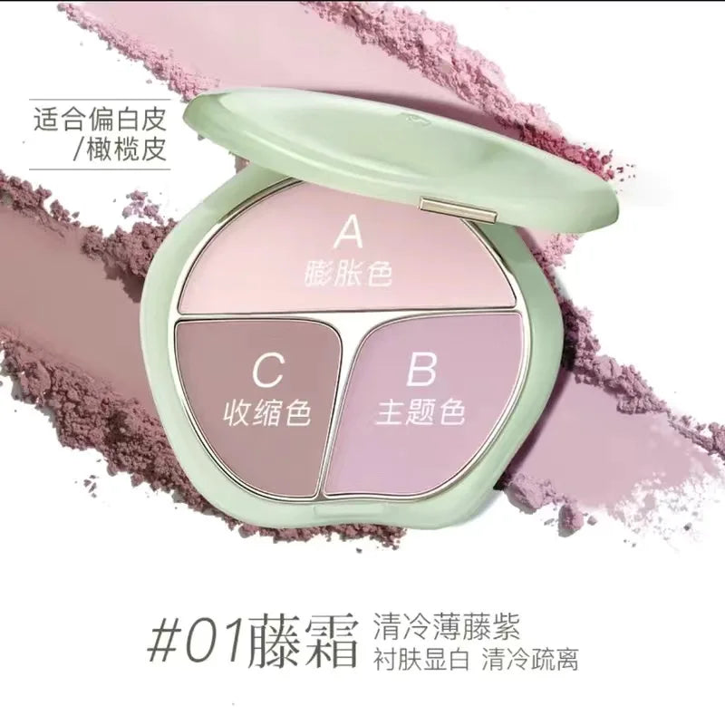 TIMAGE 3 Color Blush Palette Plump Cheeks Natural Contour with Pink Purple Apricot Shades Makeup 13g Good Vibrations