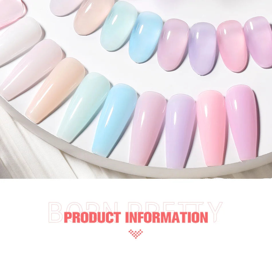 BORN PRETTY Milky Pink Rubber Base Gel Nail Polish Glitter 15ml Semi-Permanent Varnish Soak Off Self Leveling UV LED Gel Good Vibrations
