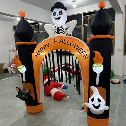 Halloween Inflatable Arch /Pumpkin Cat Model with LED Light Large Christmas Outdoor Decor Holiday Ornament Courtyard Prop Good Vibrations