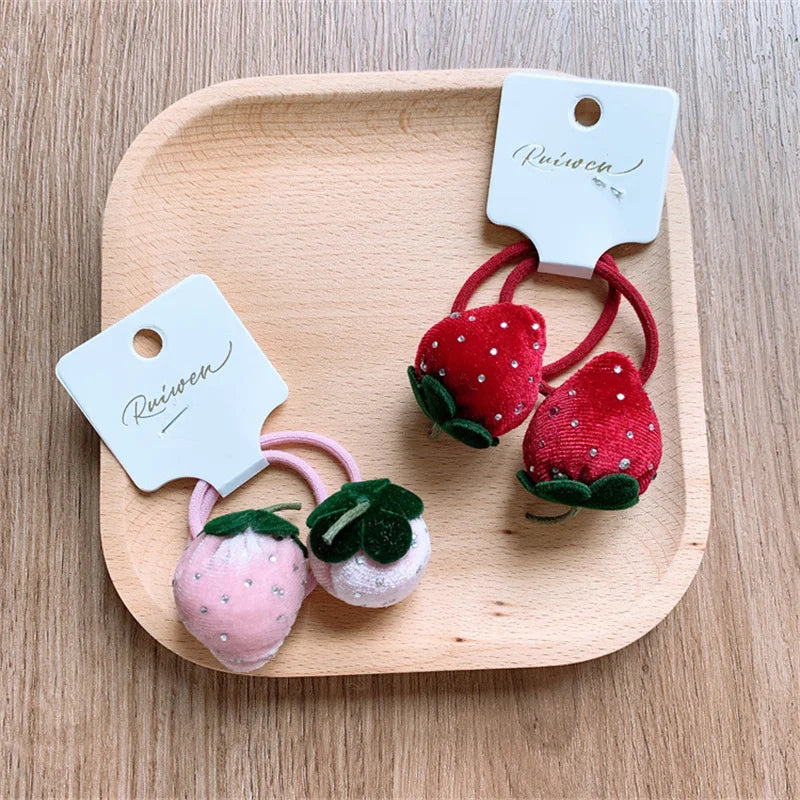 2025 Cute Strawberry Hair Rope Ring Children Gift Baby Girl Kid Elastic Hair Rubber Band Accessories Headdress Headwear Ornament Good Vibrations