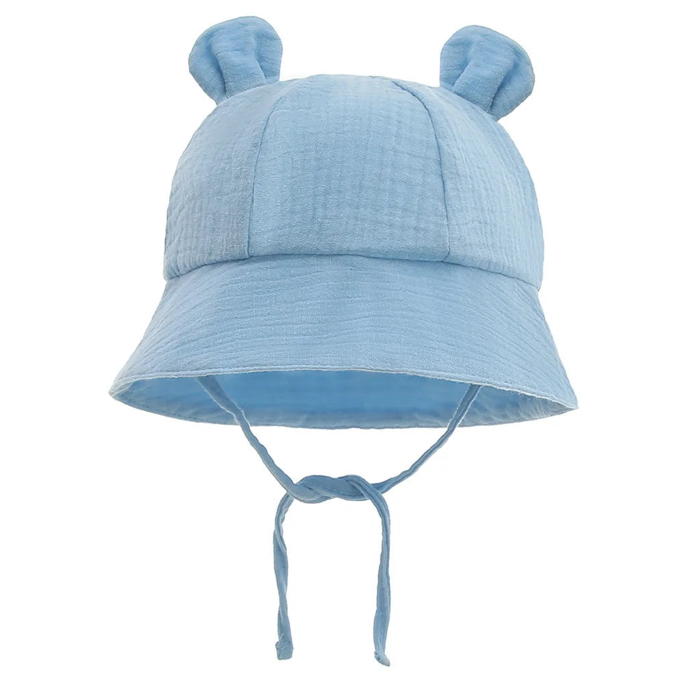 Hot Sell Soft Cotton Baby Bucket Hat Cute Ear Baby Girl Boys Hat Summer Autumn Kids Sun Panama Hat Outdoor Caps For 3-12 Months Good Vibrations