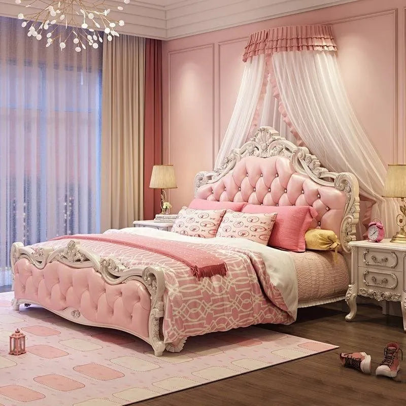 Princess Twin Beds European French Aesthetics Cheap Safe Lazy Beds Design Luxury Crown Muebles Para Dormitorio Home Accessories