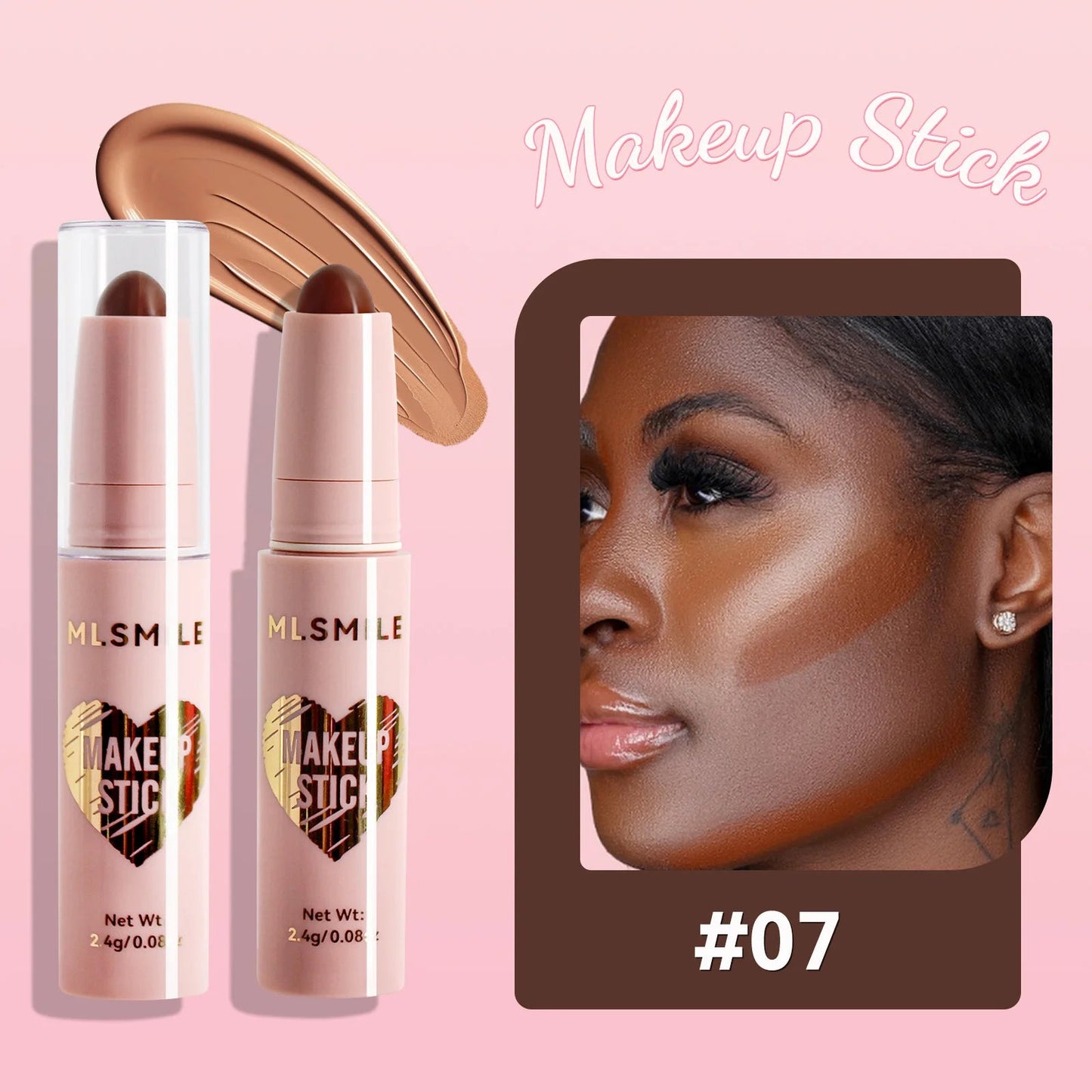 MLSMILE 8 Color High Gloss Pearl Contouring Stick Face Brightening Sleeper Silkworm Pen three-dimensional Face contour Shadow Good Vibrations
