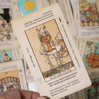 Tarot Card With Meaning On Them Beginner Tarot Keyword Antiqued Tarot Deck Learn Tarot 78 Cards Reversed Good Vibrations