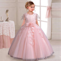 2025 New Elegant Girl Wedding Dress Embroidered Mesh Princess Dress 4-12 Year Old Girl Graduation Party Prom Evening Dress Good Vibrations