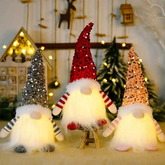 Christmas Gift Gnome Doll Couple Led Night Light Sledge Elf Ski Home Xmas Tree Desktop ornament Decor Navidad New Year Valentine Good Vibrations