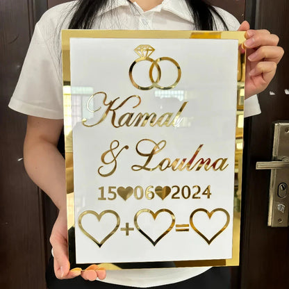Personalized Wedding Acrylic Thumb Board Wedding Welcome Sign Mirror Acrylic Frame Wedding Party Decor Favor Enrich Your Wedding Good Vibrations