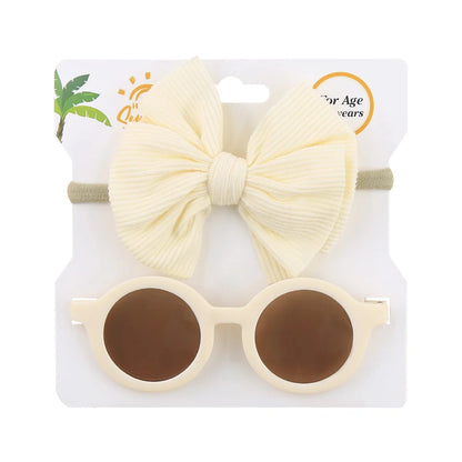 2Pcs/Set Baby Round Sunglasses Children Vintage Sun glasses UV400 Protection Classic Kids Shade Eyewear Summer Hair Accessories Good Vibrations