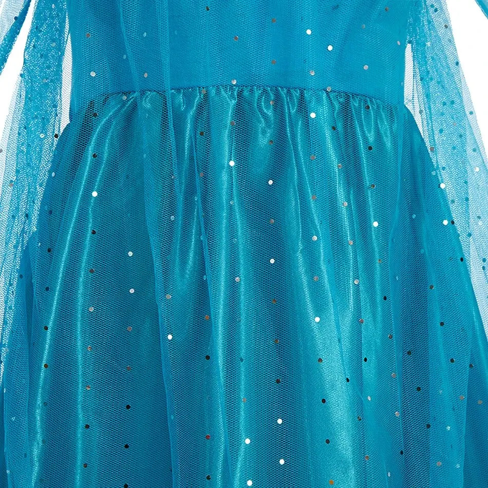 Halloween Elsa Dress for Girls Children Party Princess Costume Kids Disguise with Long Cloak Girl Snow Queen Carnival Clothes Good Vibrations