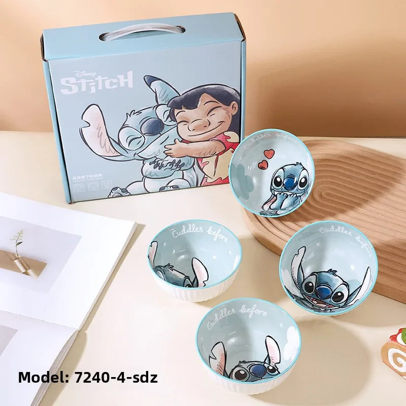 Stitch Dinnerware High Quality Ceramic Bowl Children's Adult Tableware Cartoon Disc Microwave Oven Available Housewarming Gift Good Vibrations