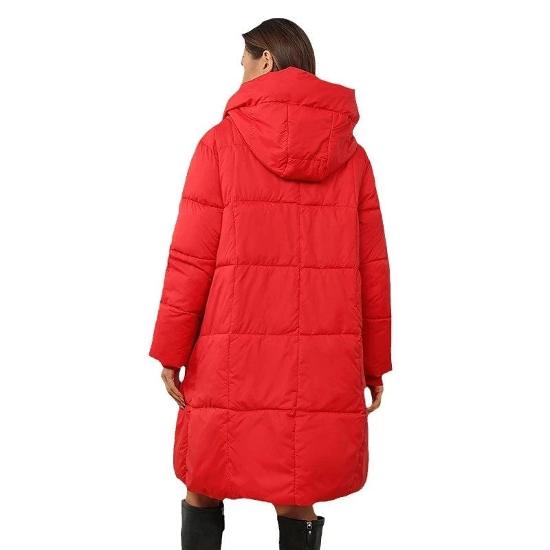 Women Winter Thicken Down Cotton Jacket 2025 New Women Long Cotton Padded Jacket Women Loose Hooded Parkas Coat Women Outwear Good Vibrations