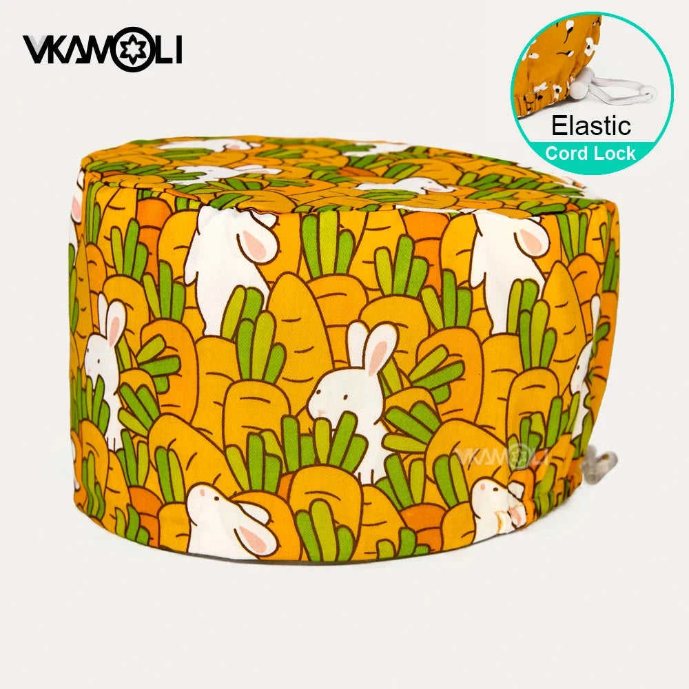 Surgical hats with various prints of rabbits dogs animals designed as hair care hats for doctors and nurses scrub hat Good Vibrations