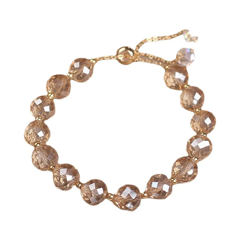 Crystal Woven Female Bracelet New Fashion Shiny Crystal Stone Beads Elasticity Rope Bracelets for Women Sweet Jewelry Good Vibrations
