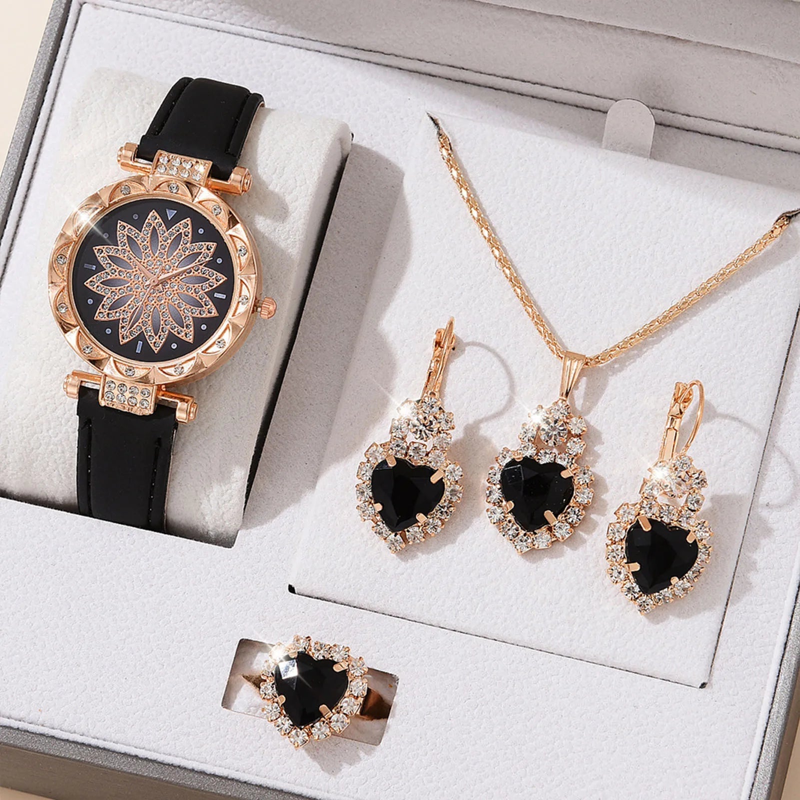 Watches Sets Gifts for Women Crystal Bling Wristwatch Jewelry Kit Gift for Mom Wife Girlfriend Good Vibrations Adult Super Store