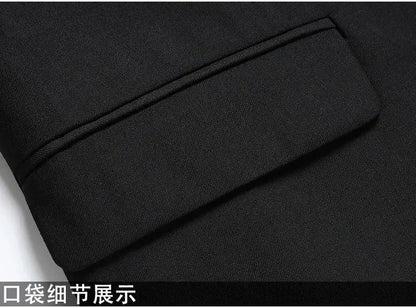 Suits for Men Korean Fashion Long Sleeve Slim Fit Wedding Business Blazer Black Professional Formal Suit Pants Sets Ropa Hombre Good Vibrations