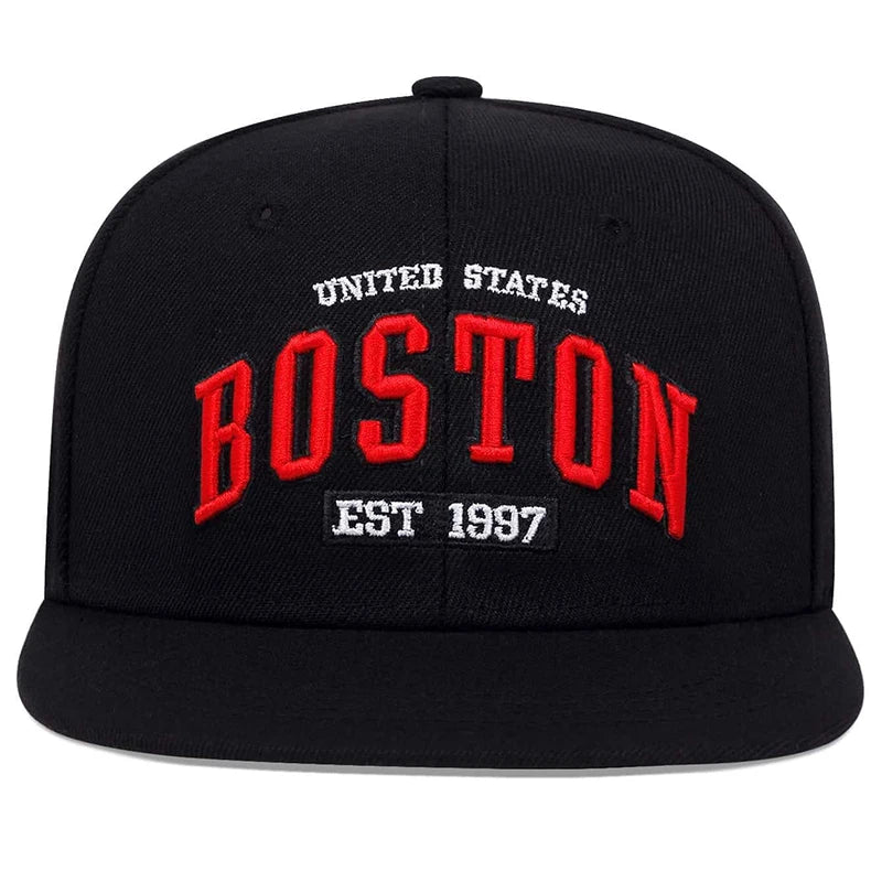 Unisex BOSTON Letter Embroidery Hip-hop Hats Spring Autumn Outdoor Adjustable Casual Baseball Caps Sunscreen Hat Good Vibrations