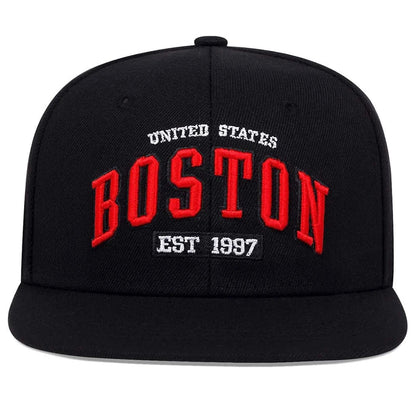 Unisex BOSTON Letter Embroidery Hip-hop Hats Spring Autumn Outdoor Adjustable Casual Baseball Caps Sunscreen Hat Good Vibrations