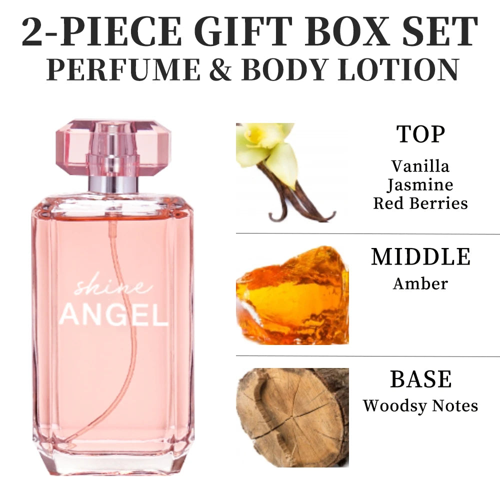 Eau de Parfum Spray and Body Lotion Gift Set Women's Fragrance Sets 3.4 Oz EDP Spray 2.8 Oz Body Cream Shine Angel 2 Pcs Gifts Good Vibrations