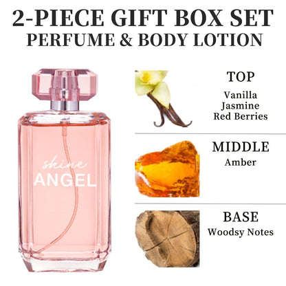 Eau de Parfum Spray and Body Lotion Gift Set Women's Fragrance Sets 3.4 Oz EDP Spray 2.8 Oz Body Cream Shine Angel 2 Pcs Gifts Good Vibrations