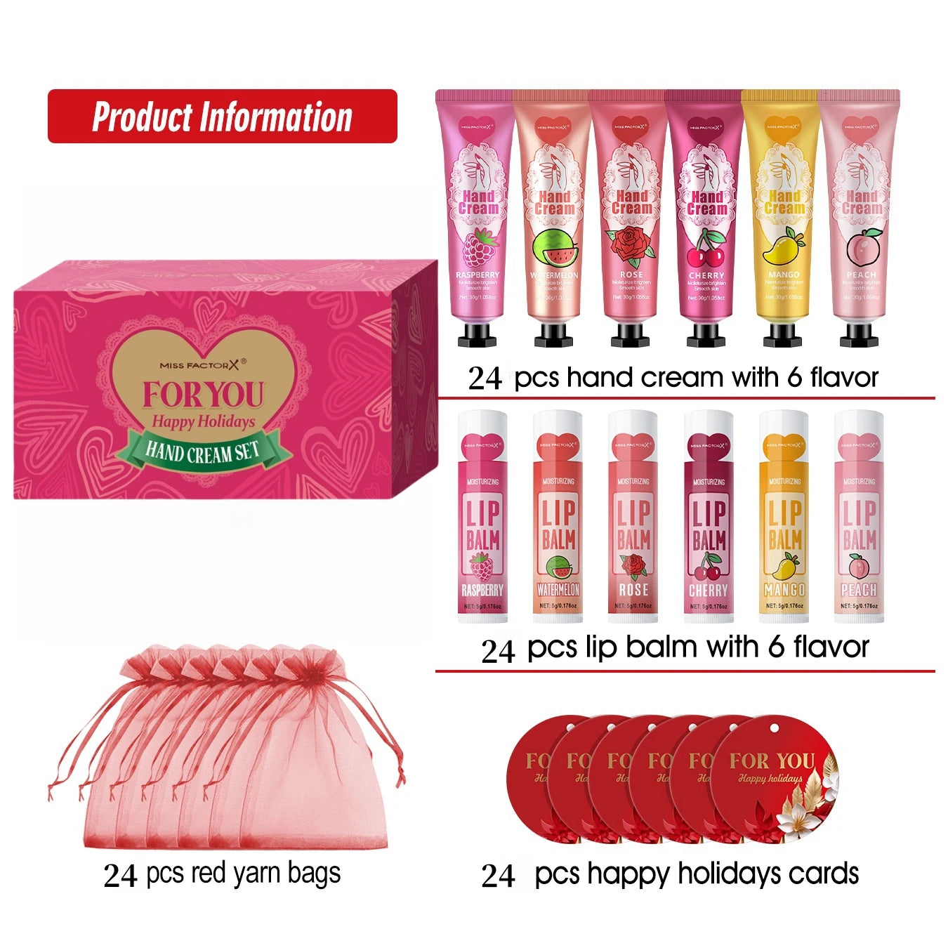96pcs gift set hand cream and lip balm, with thank you card and organza bag, suitable for wedding, ladies party Good Vibrations
