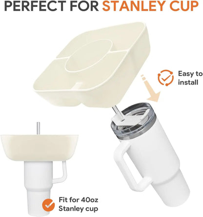 New Silicone Snack Bowl with Cover for Stanley 40oz Divided Snack Tray 4 Divided Snack Plates Stanley Cup Accessories 1PC Good Vibrations