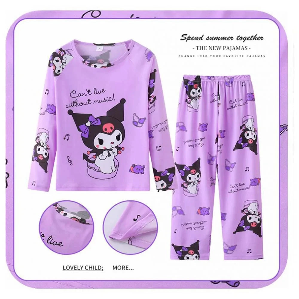 New Pajamas Boys Girls Pajamas Stitch Clothing Sets Kids Long Sleeve +Pant 2 Pieces Children Home Clothing Girl Nightgown Pjs Good Vibrations
