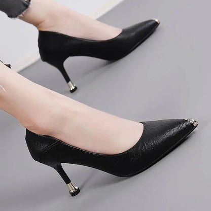 Formal Shoes For Women 2024 High Heels On Heeled Luxury Leather Casual Ladies Summer Footwear Pointed Toe Office Pumps Trend A E Good Vibrations