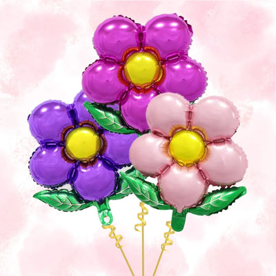 3pcs Flower Balloons Pink Rose Red Purple Flower Balloon Birthday Party Wedding Decorations